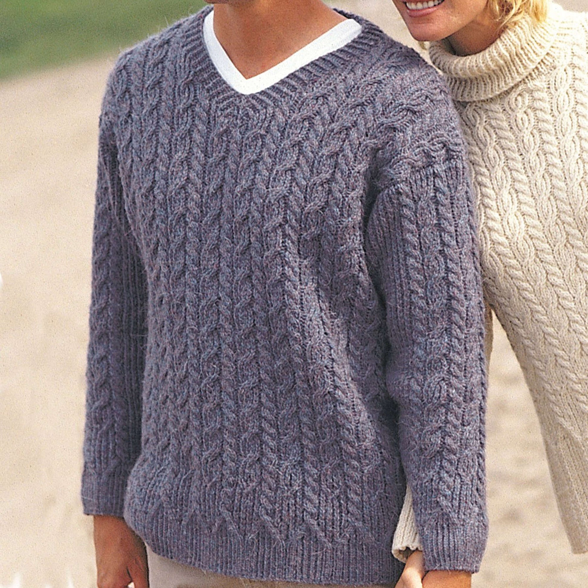 Free Patons Casual Cables Sweater Knit Pattern