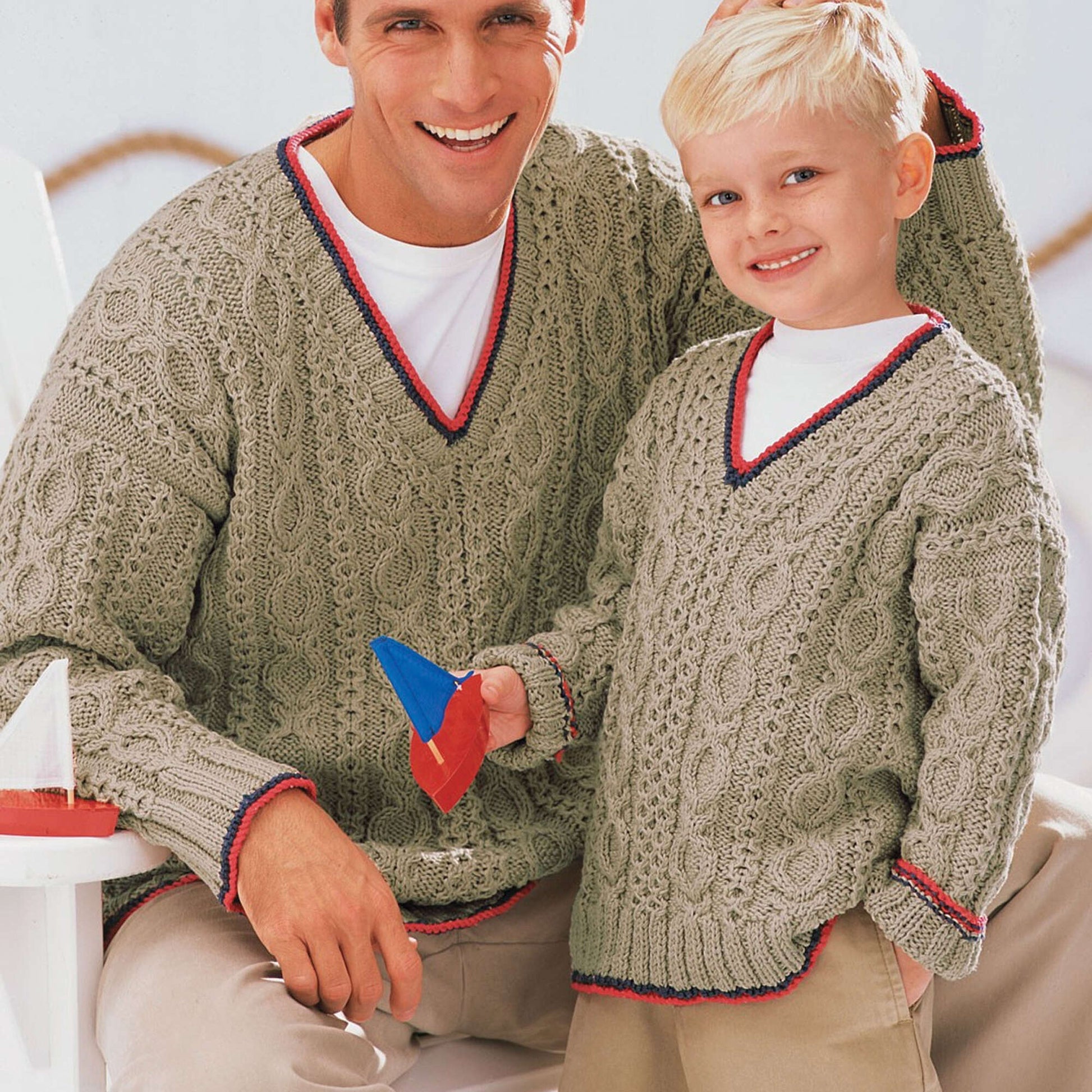 Free Patons Our Guys' Sailing Sweaters Knit Pattern