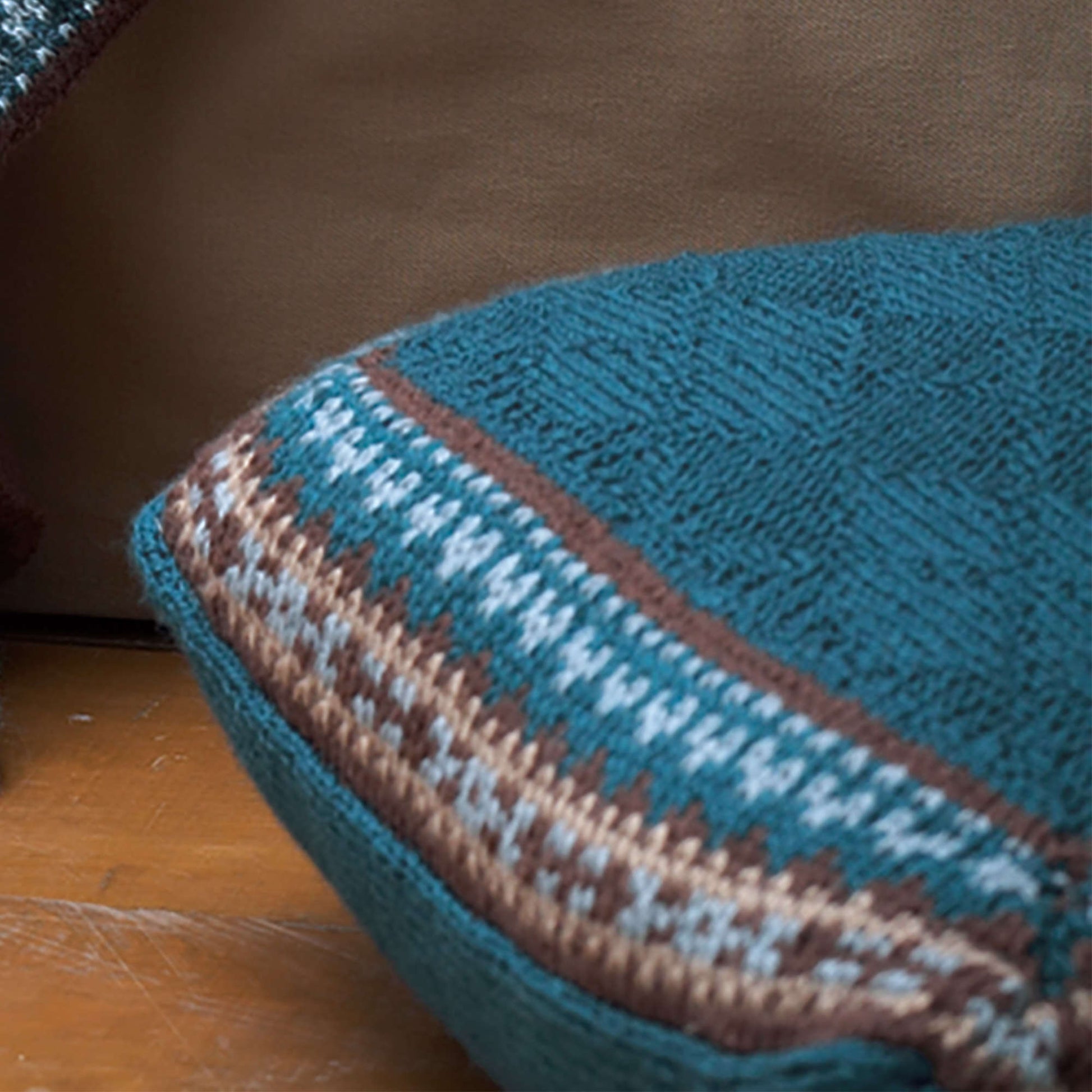Patons Fair Isle Border Knit Blanket and Pillow