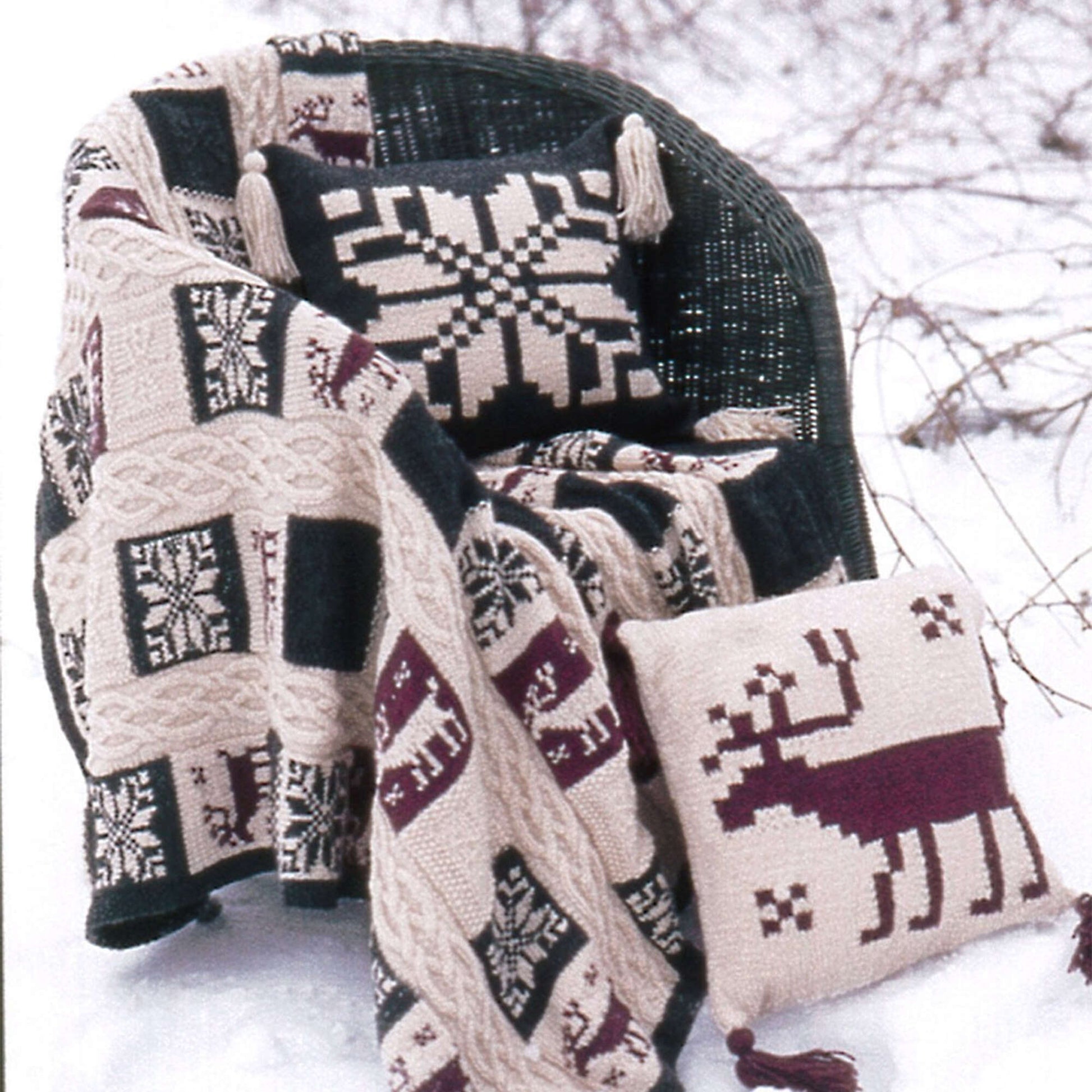 Free Patons Northern Motifs Afghan & Pillow Knit Pattern