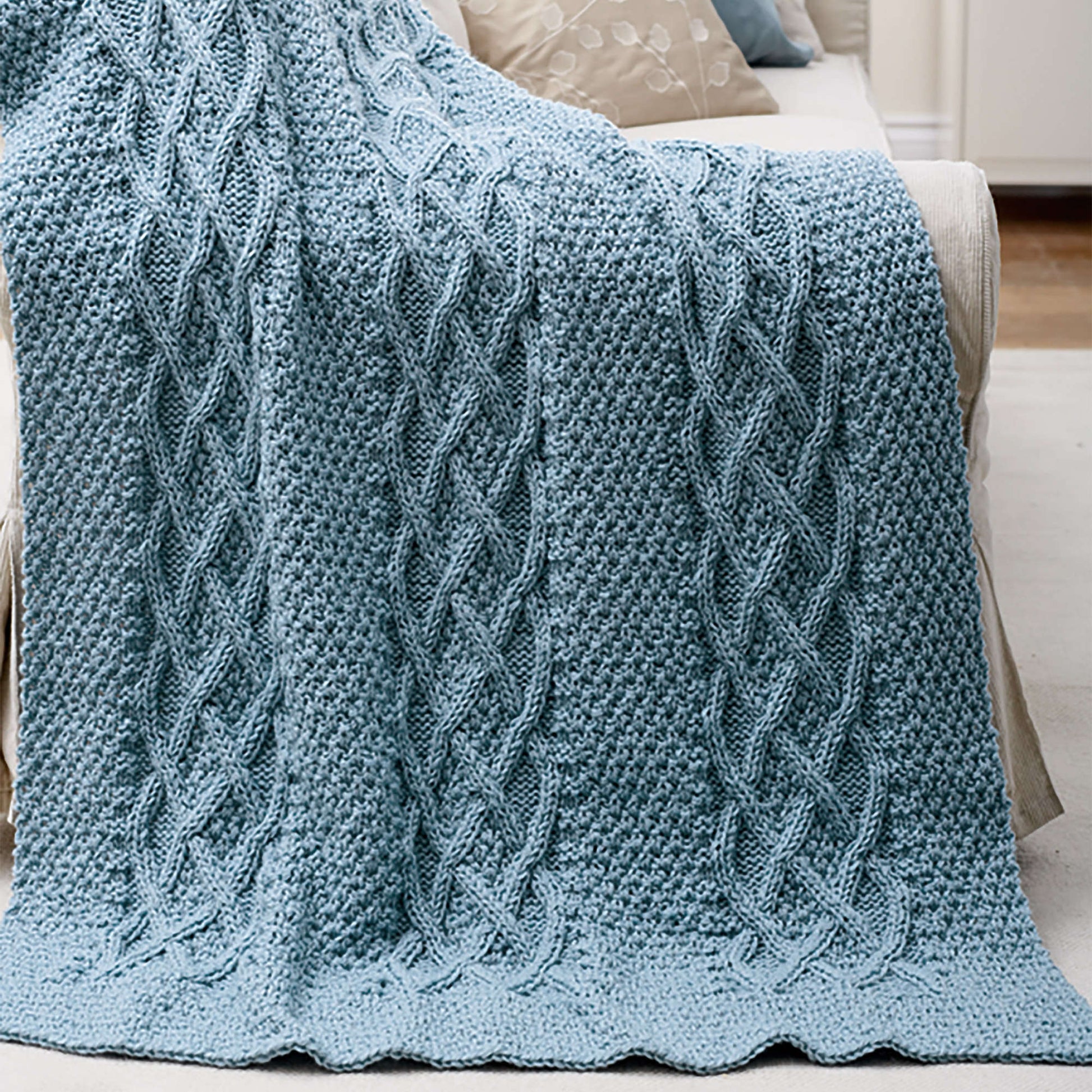 Free Patons Cushy Cables Afghan Knit Pattern