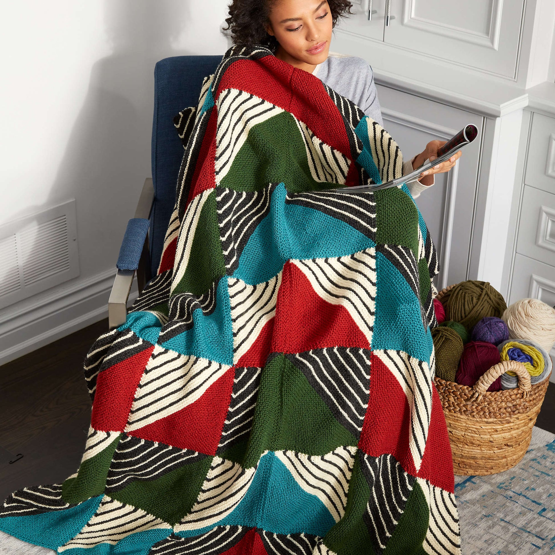 Patchwork Blanket Knitting Pattern 203 Patchwork Knitted Blanket Stock