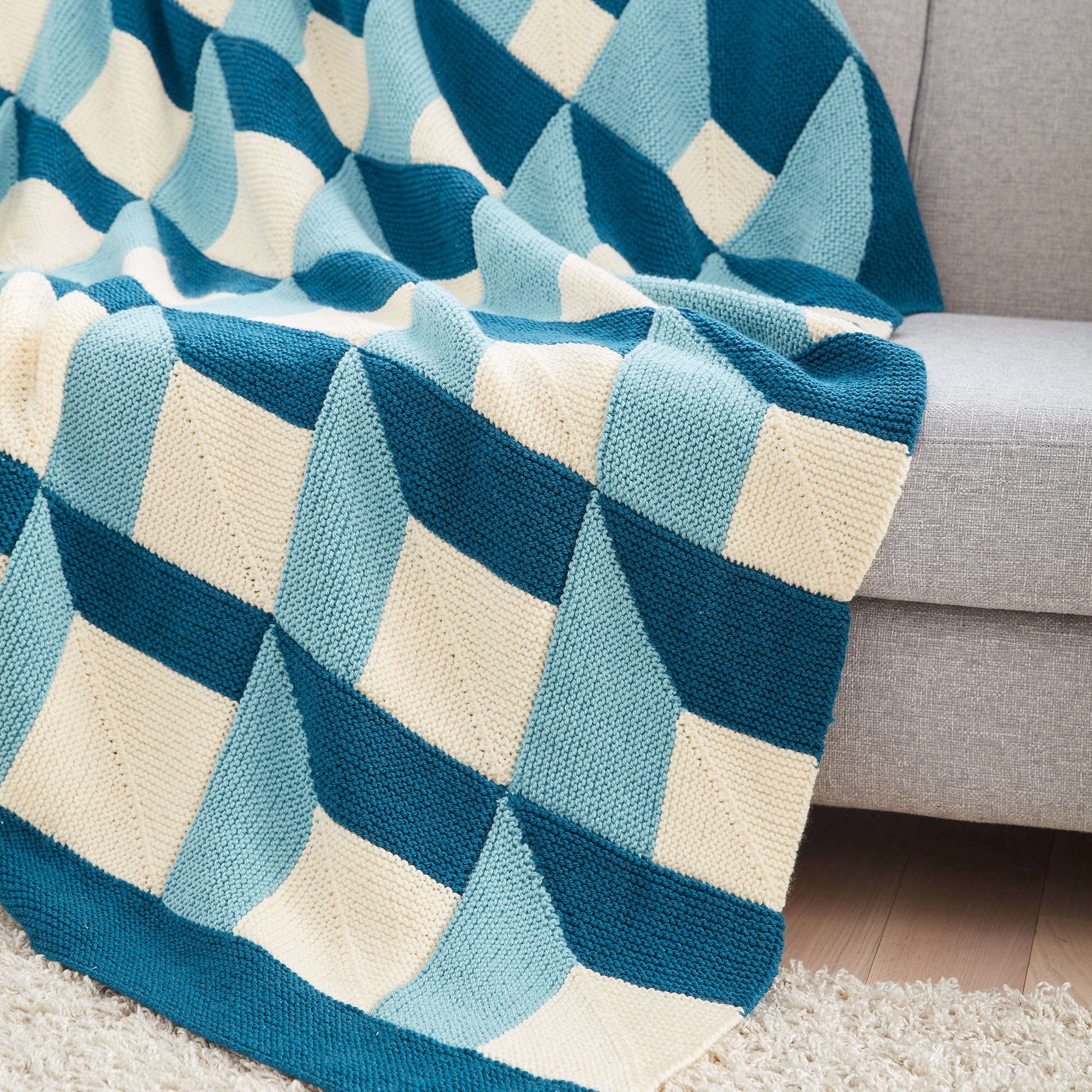 Free Patons Knit Shadowbox Blanket Pattern