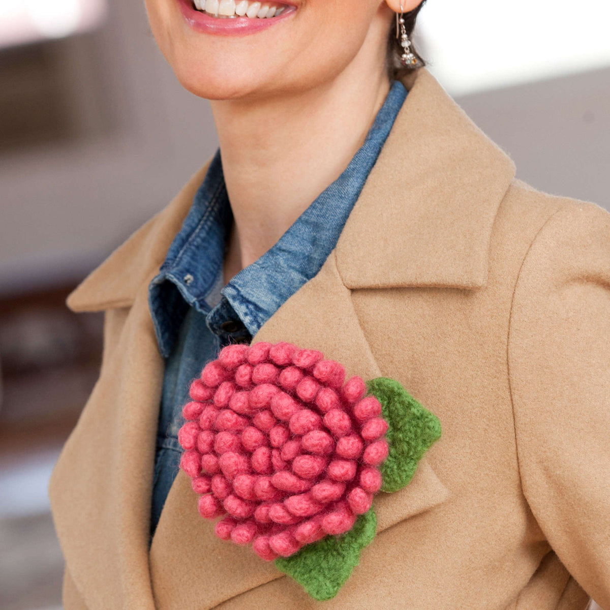 Crochet Pin made in Red Heart Full O' Sheep Yarn