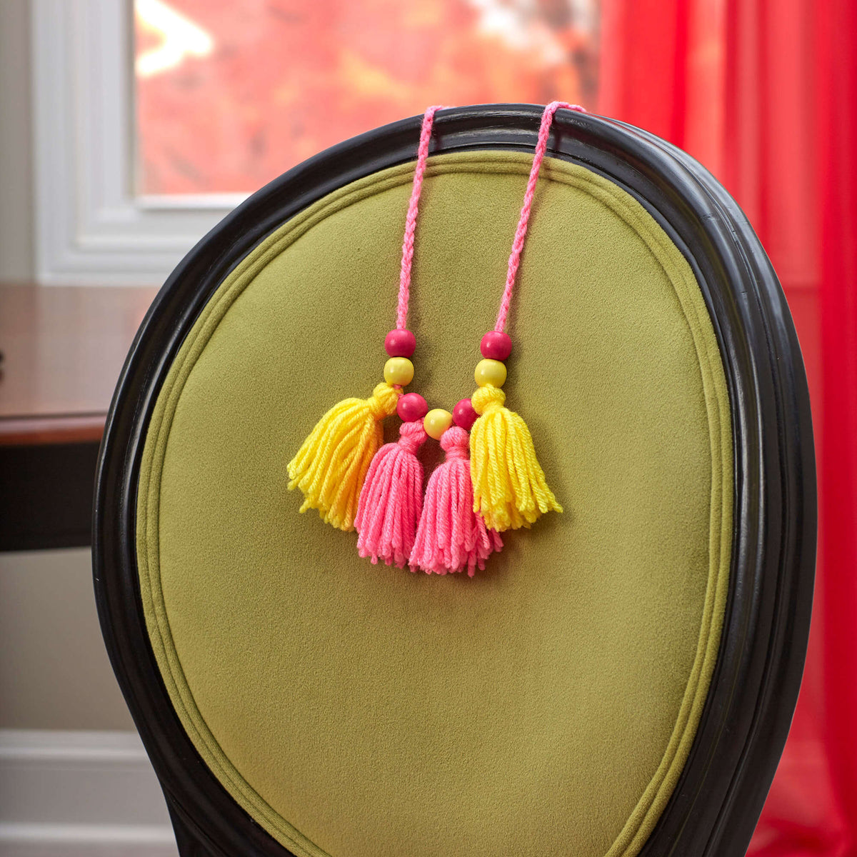 Crochet Necklace made in Red Heart Super Saver Yarn