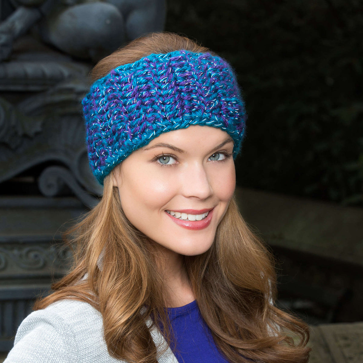 Crochet Warmer made in Red Heart Reflective Yarn