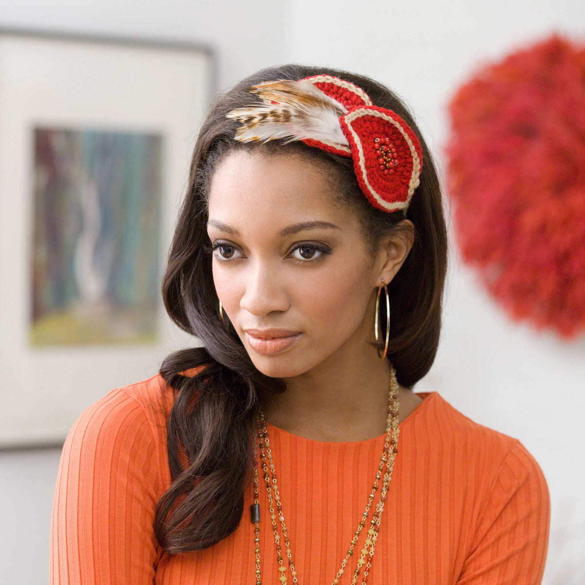 Crochet Headband made in Red Heart Super Saver Yarn