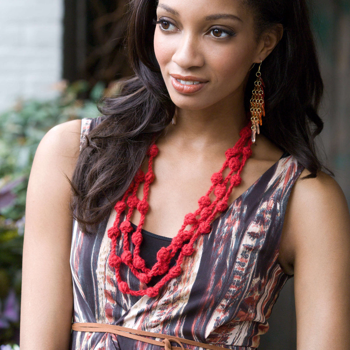 Crochet Necklace made in Red Heart Shimmer Yarn