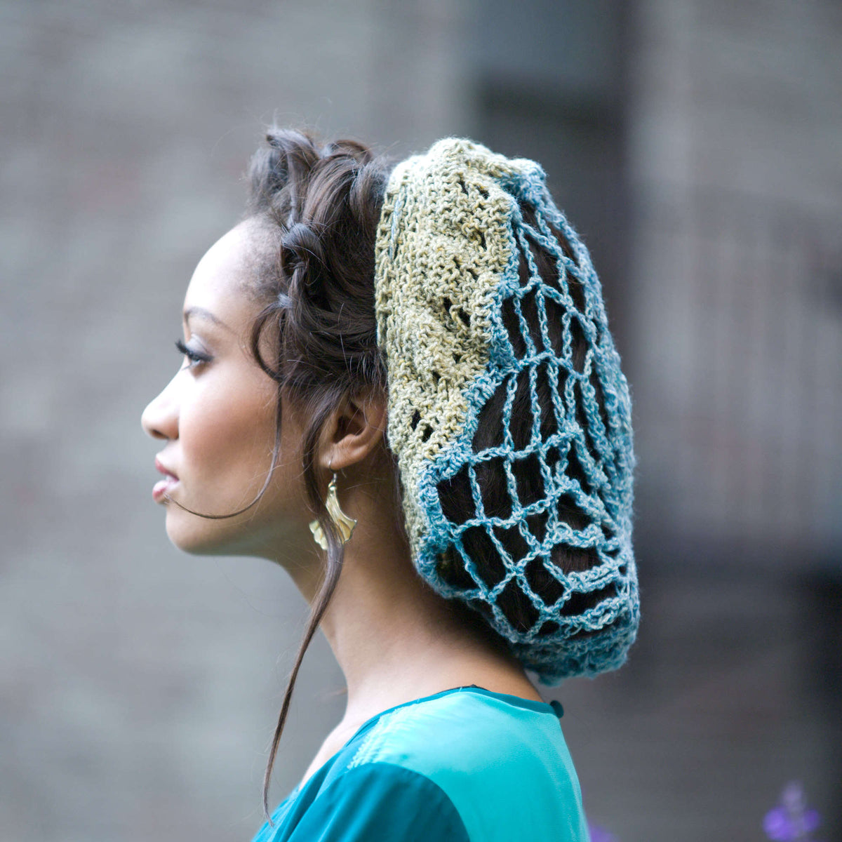 Crochet Hairnet made in Red Heart Stardust Yarn