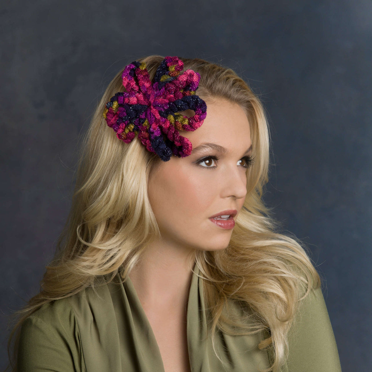 Crochet Hair Accessory made in Red Heart Boutique Yarn