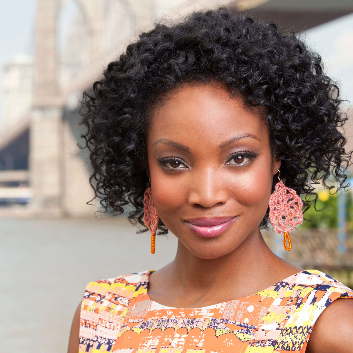 Crochet Earrings made in Red Heart Stardust Yarn