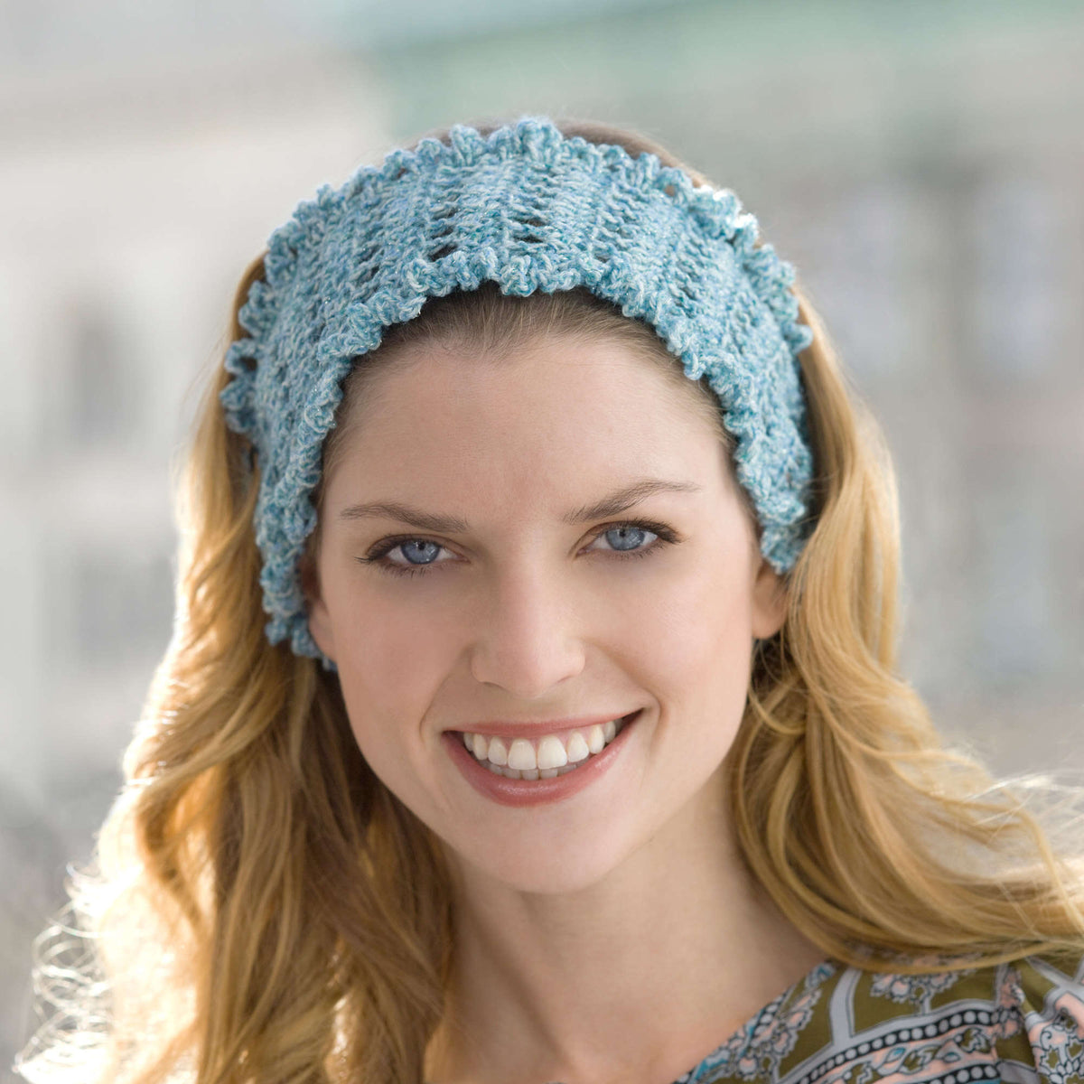 Crochet Headband made in Red Heart Stardust Yarn