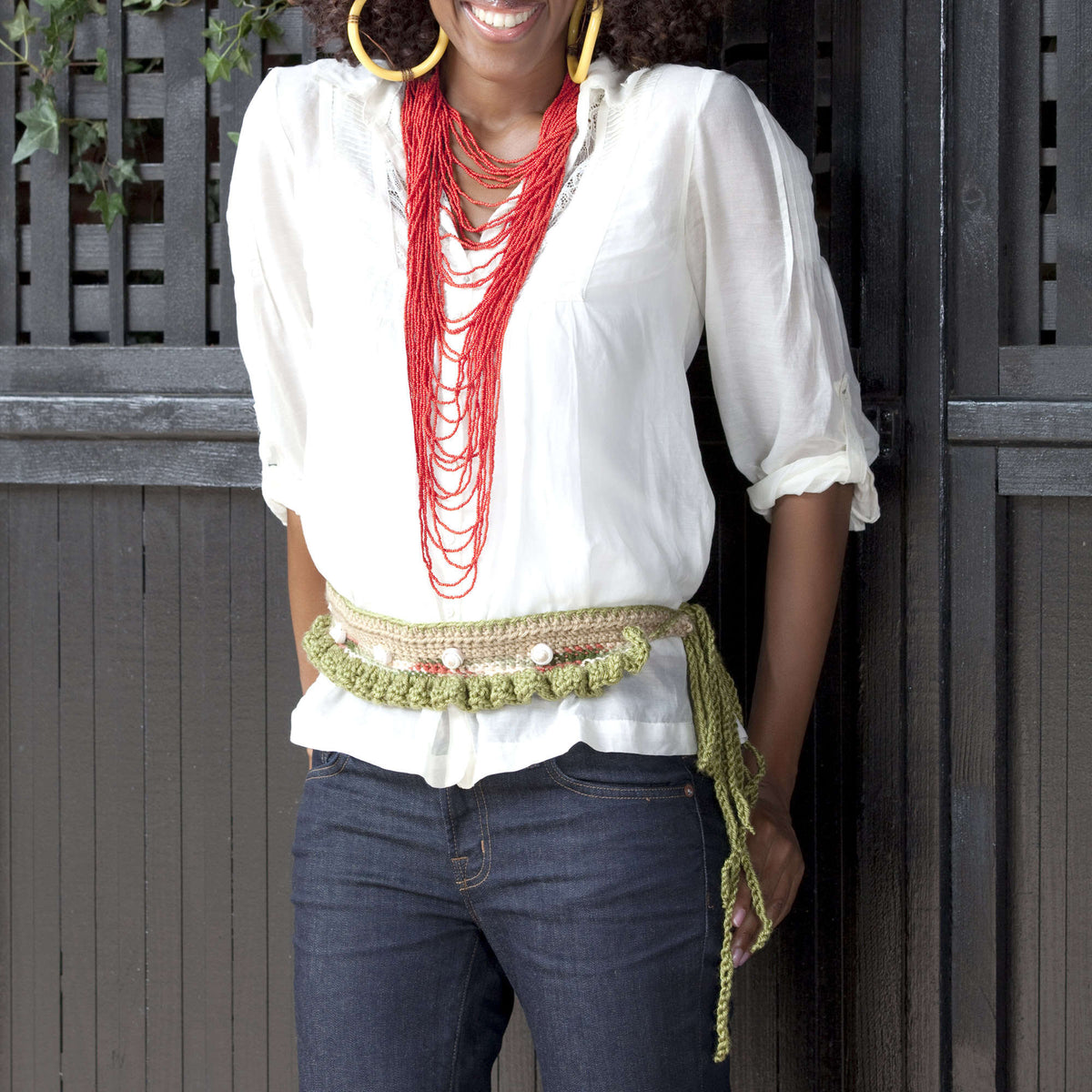 Free Easy Red Heart Ruffled Hip Belt Crochet Pattern 