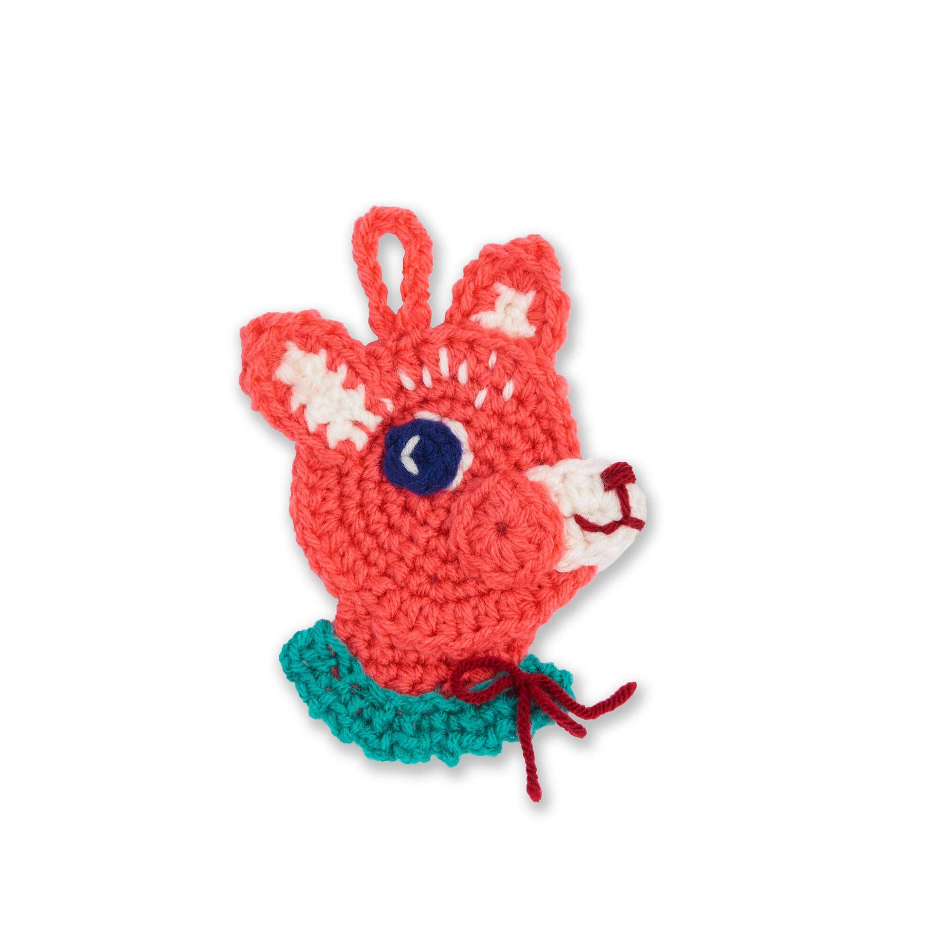 Free Red Heart Hello Deer Crochet Ornament Pattern