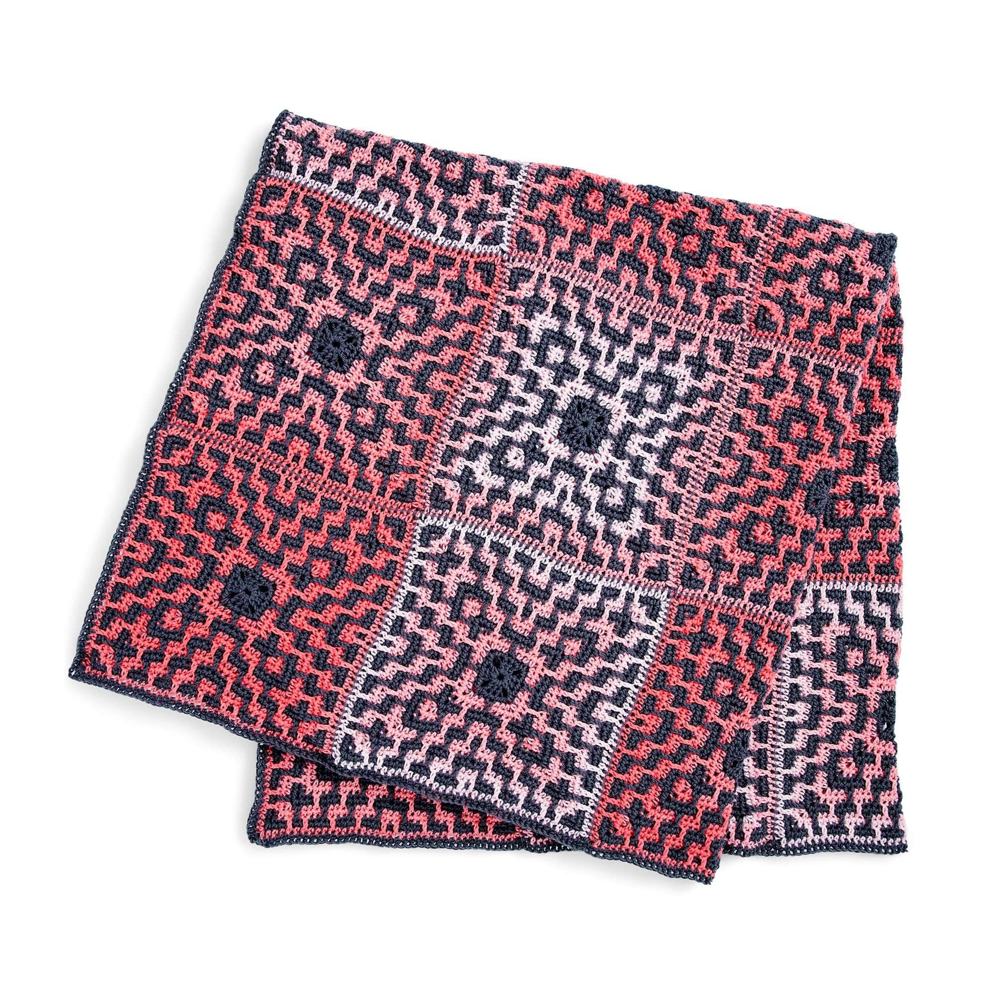 Free Red Heart Mosaic Motifs Crochet Blanket Pattern