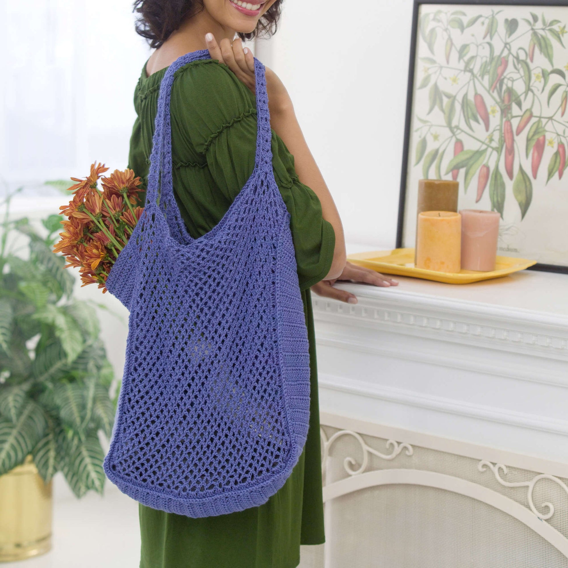 Free Red Heart Crochet Mesh Market Bag Pattern