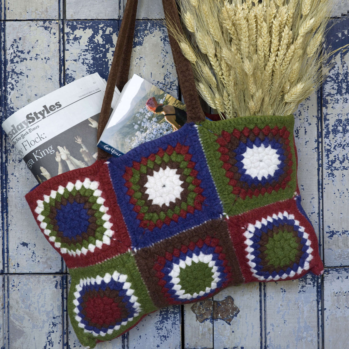 Crochet Tote Bag made in Red Heart Bamboo Wool Yarn
