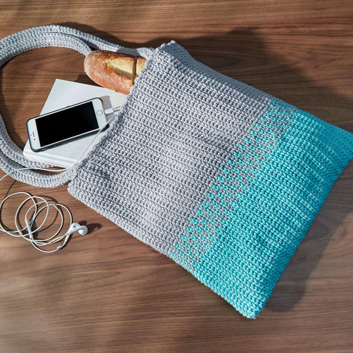 Crochet Tote Bag made in Red Heart Scrubby Smoothie Yarn