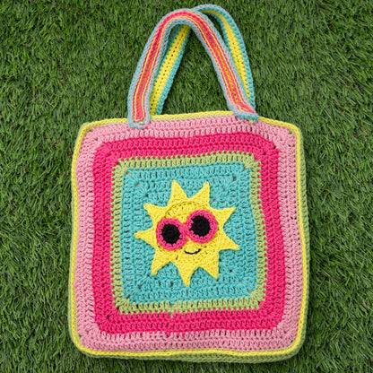 Red Heart Crochet Sunny Day Tote Bag Crochet Bag made in Red Heart Crème de la Crème Yarn
