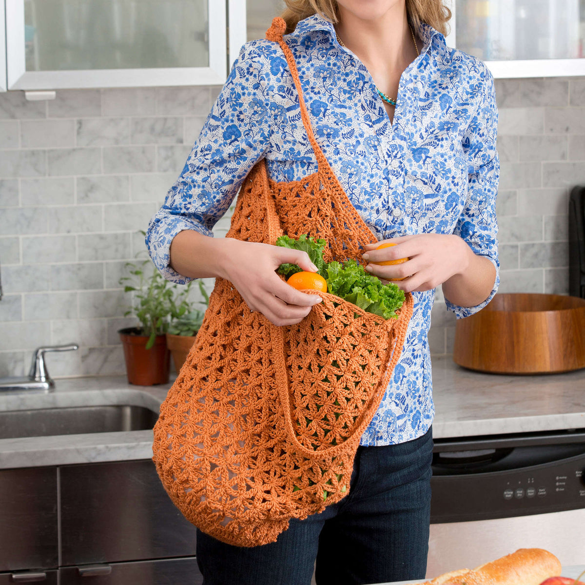 Crochet Bag made in Red Heart Luster Sheen Yarn