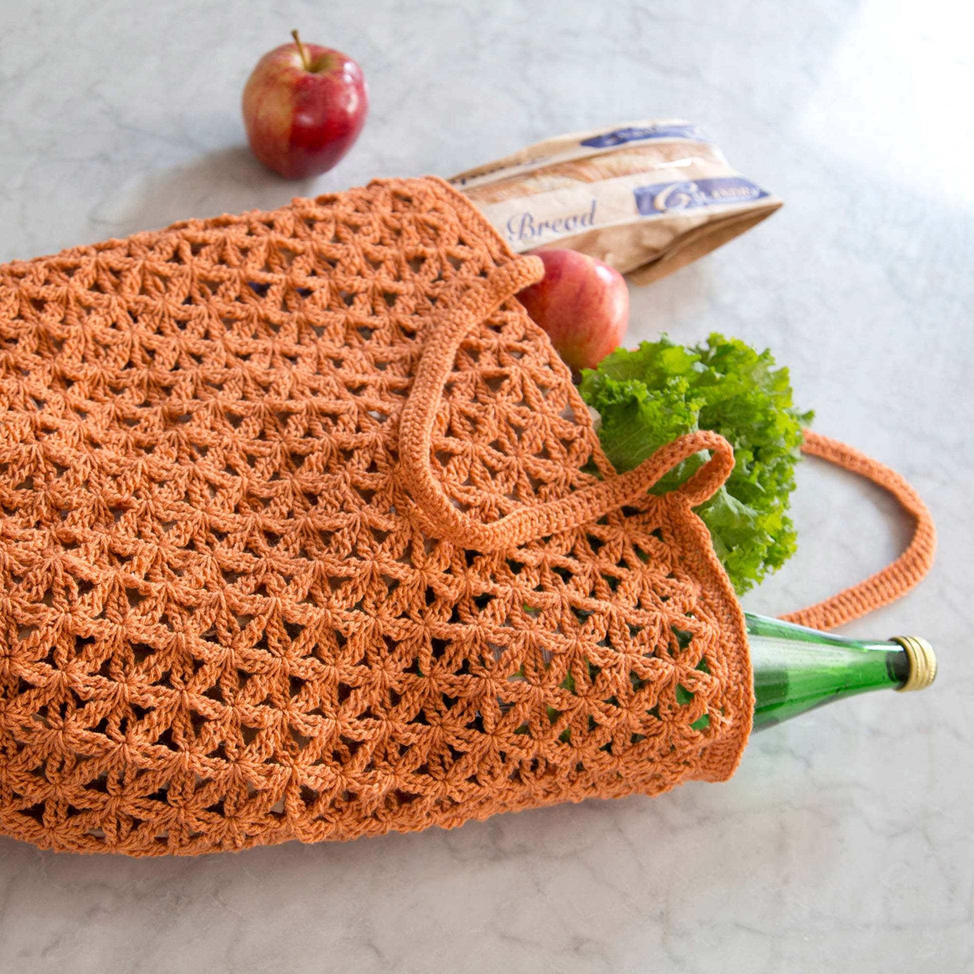 Free Easy Red Heart Lacy Market Bag Crochet Pattern Yarnspirations