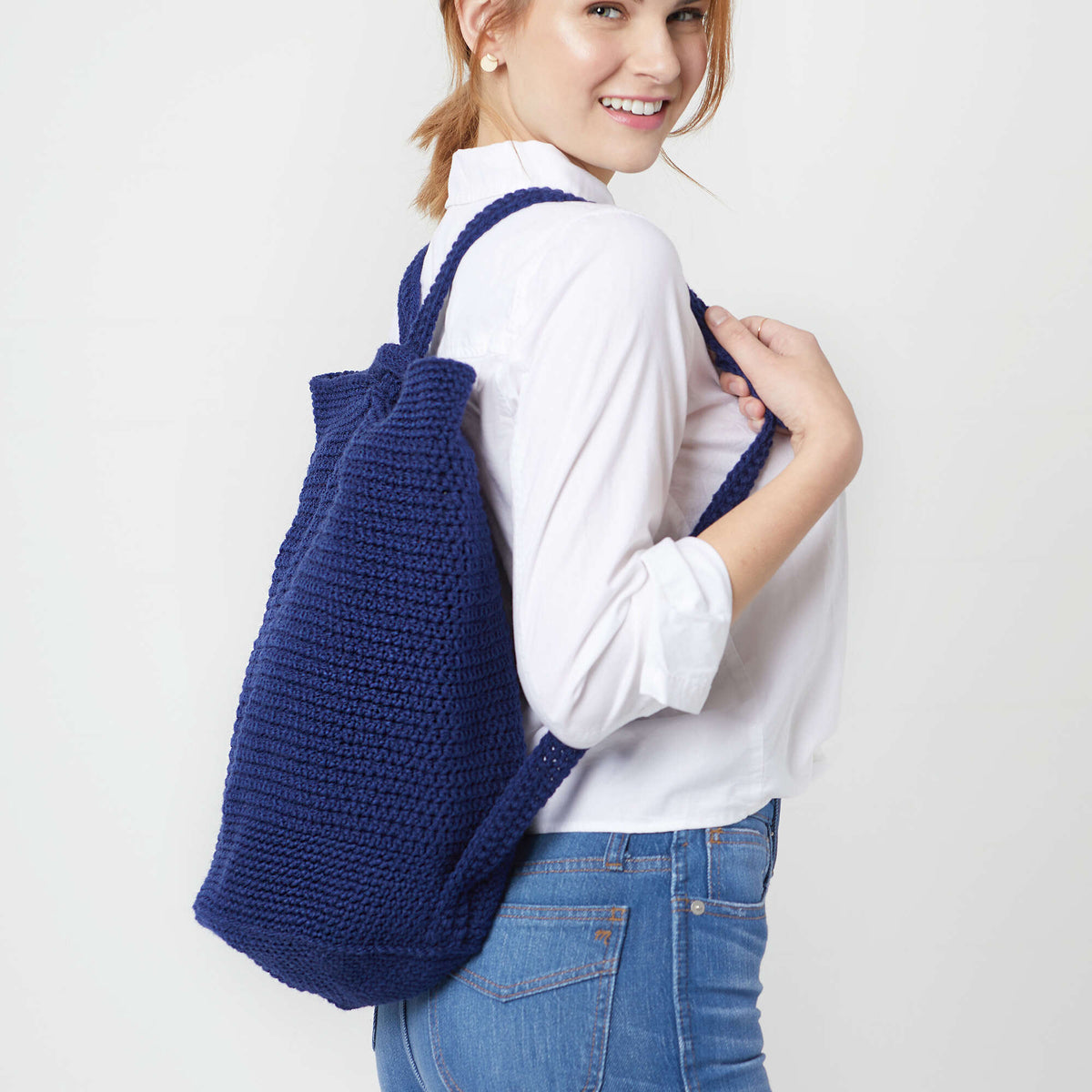 Crochet Backpack made in Red Heart Super Saver Yarn