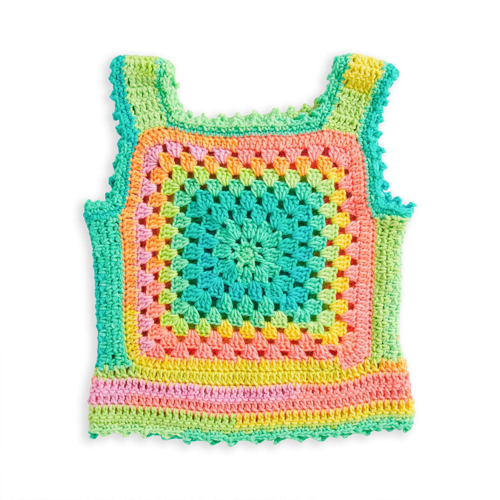 Free Red Heart Granny Square Retro Top Crochet Pattern