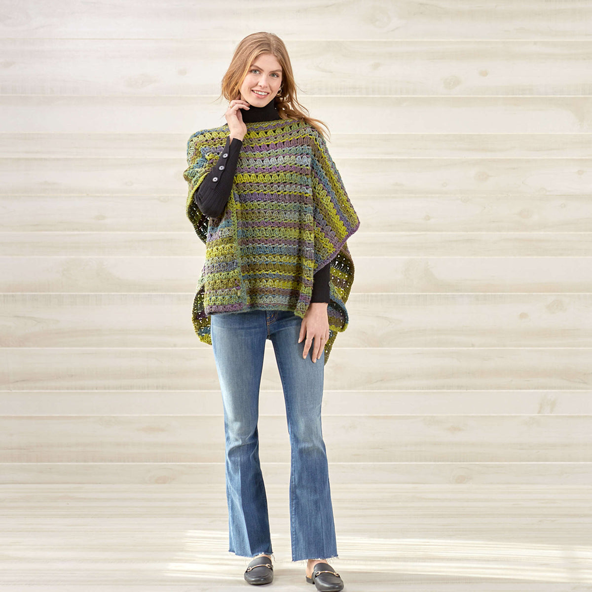 Crochet Poncho made in Red Heart Colorscape Yarn