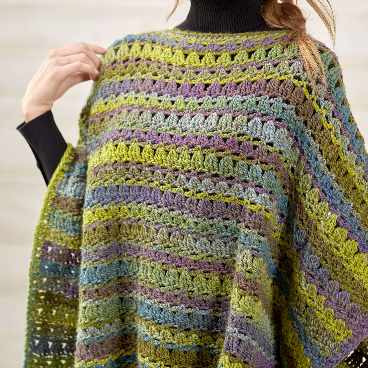 Crochet Poncho made in Red Heart Colorscape Yarn