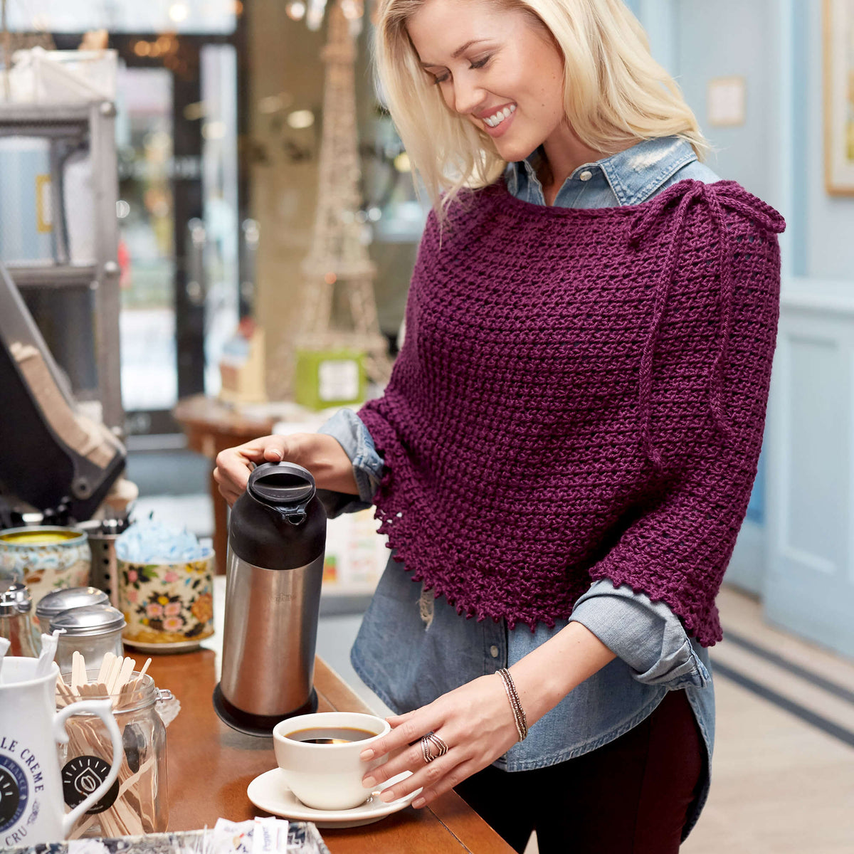 Crochet Poncho made in Red Heart Soft Yarn
