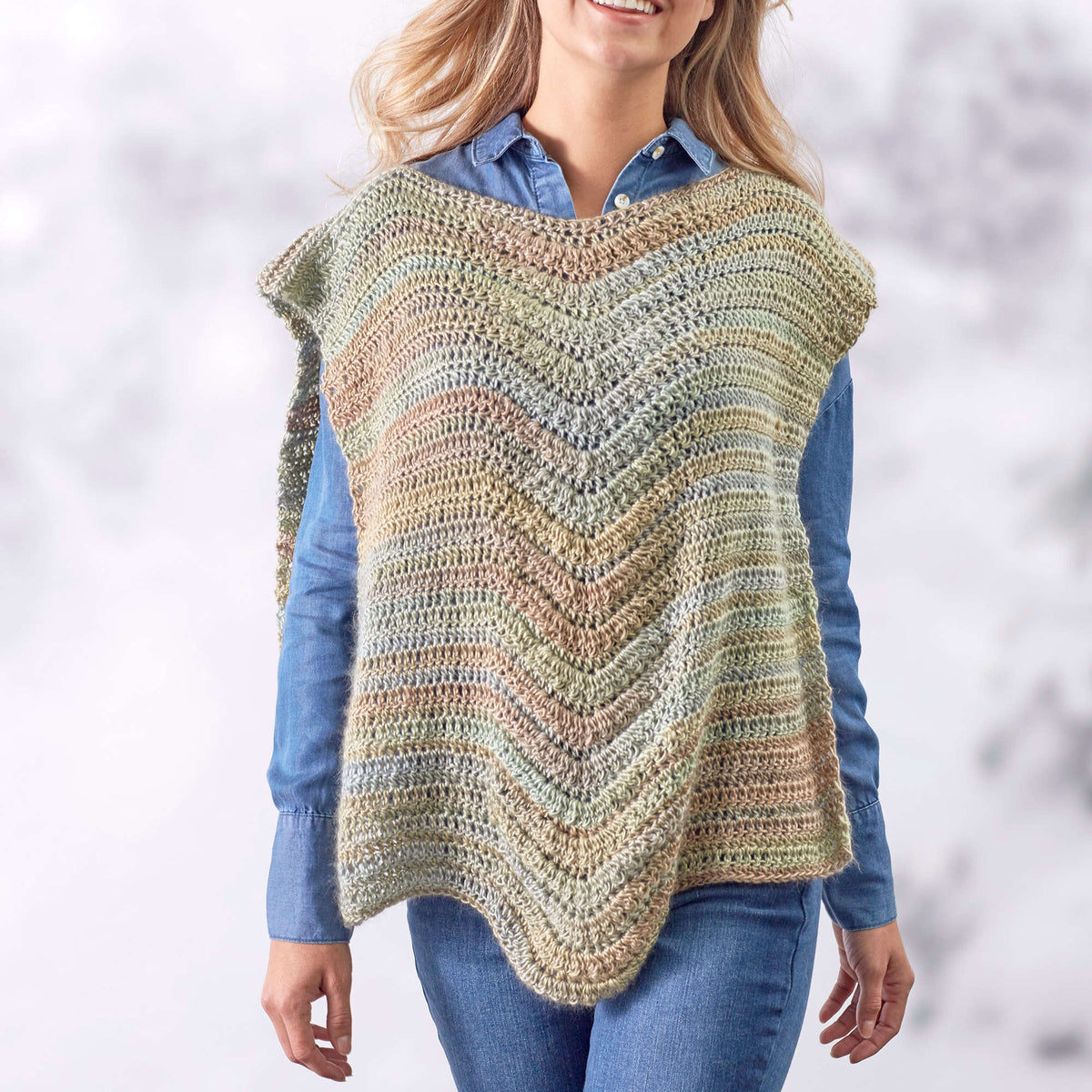 Crochet PanelPoncho made in Red Heart Boutique Yarn