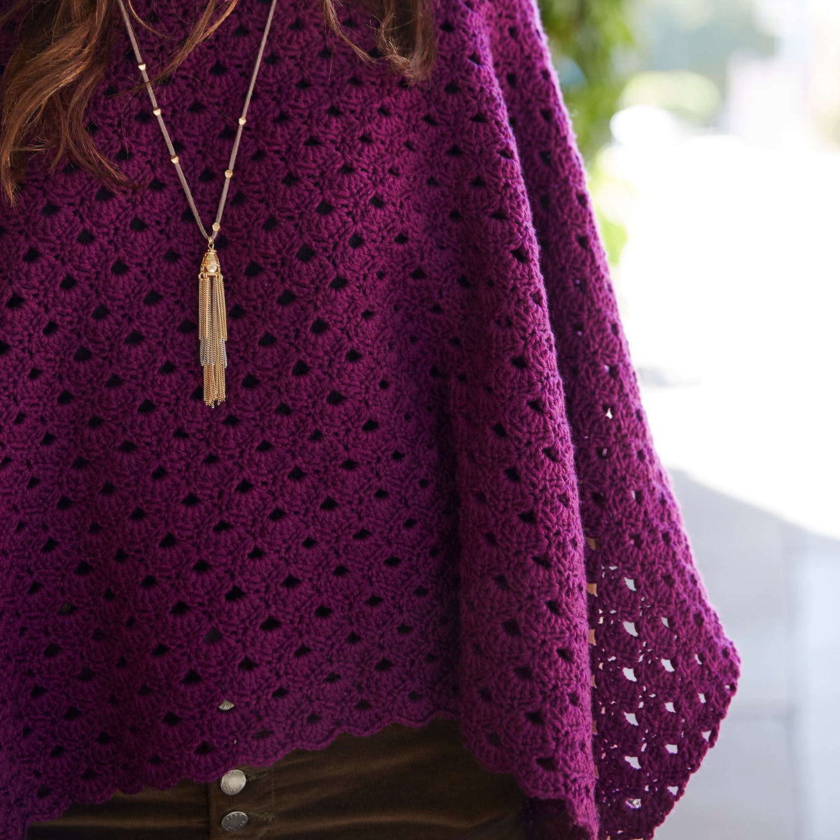 Crochet Poncho made in Red Heart Chic Sheep Yarn