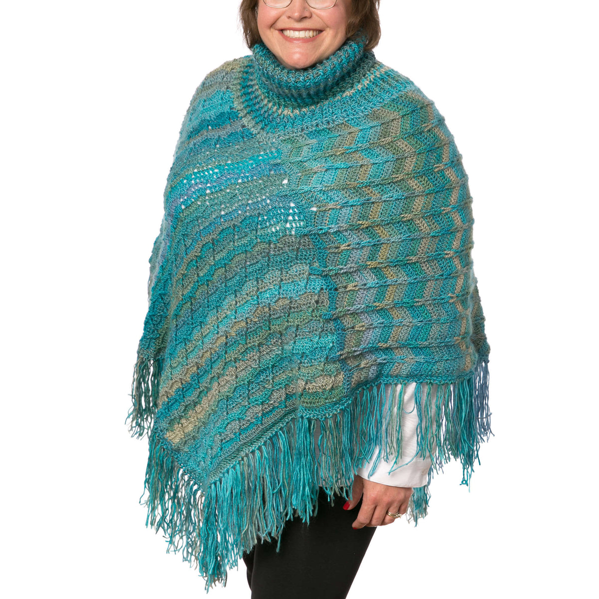 Crochet Poncho made in Red Heart Boutique Yarn