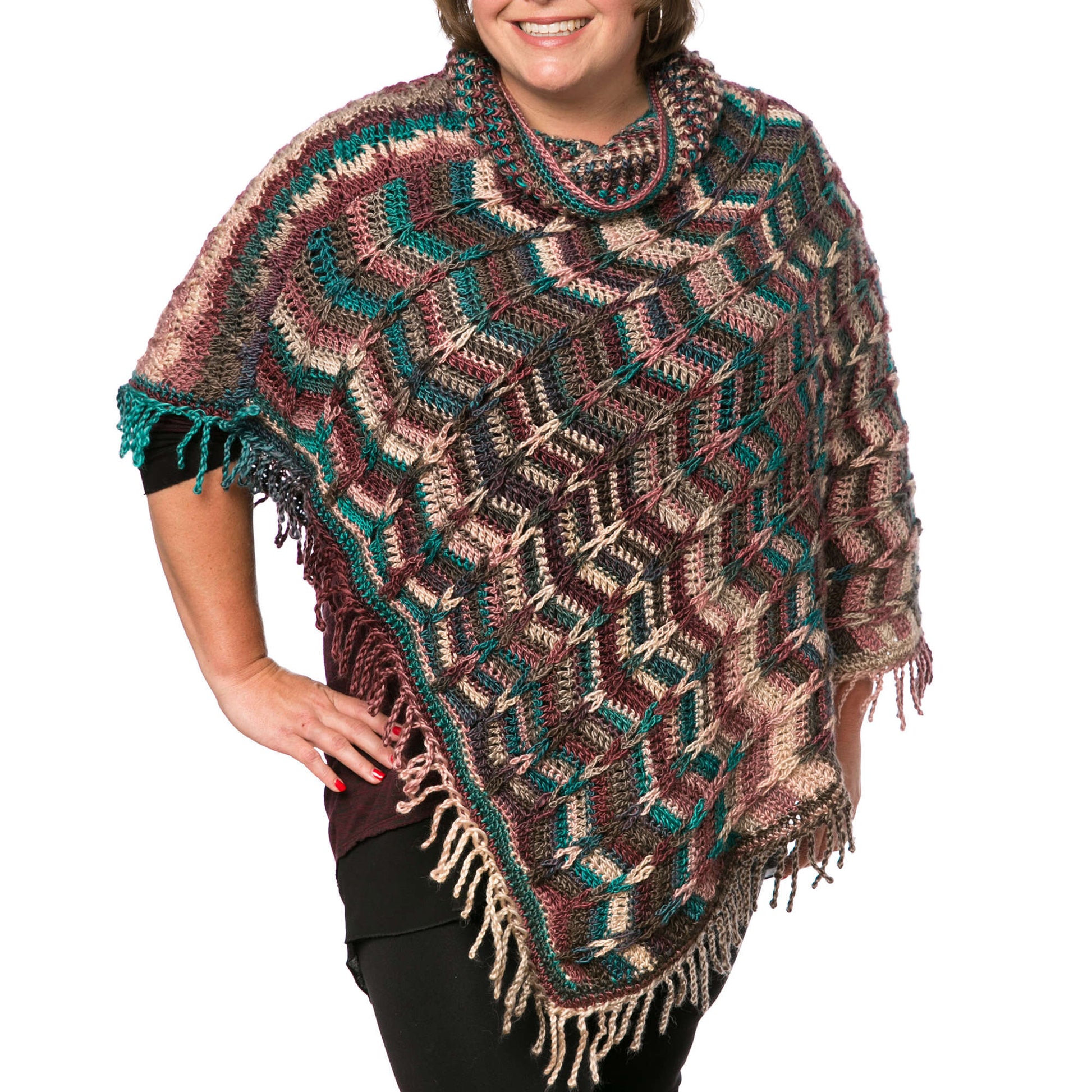 Free Red Heart Crochet Marly's Perfect Simple Cowl Poncho Pattern