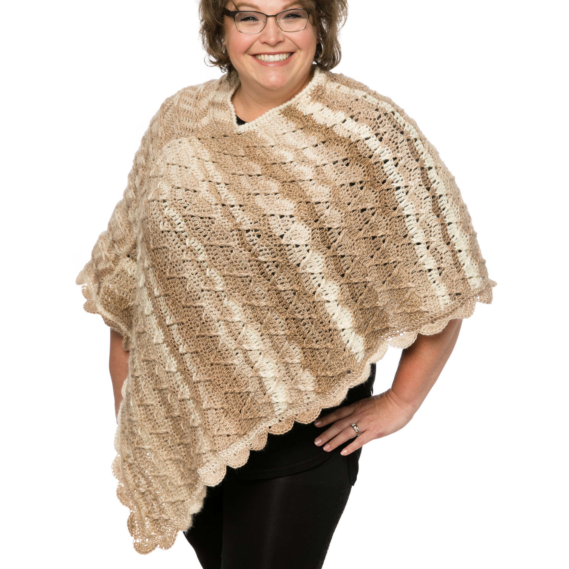 Free Red Heart Crochet Marly's Perfect Crew Neck Poncho Pattern