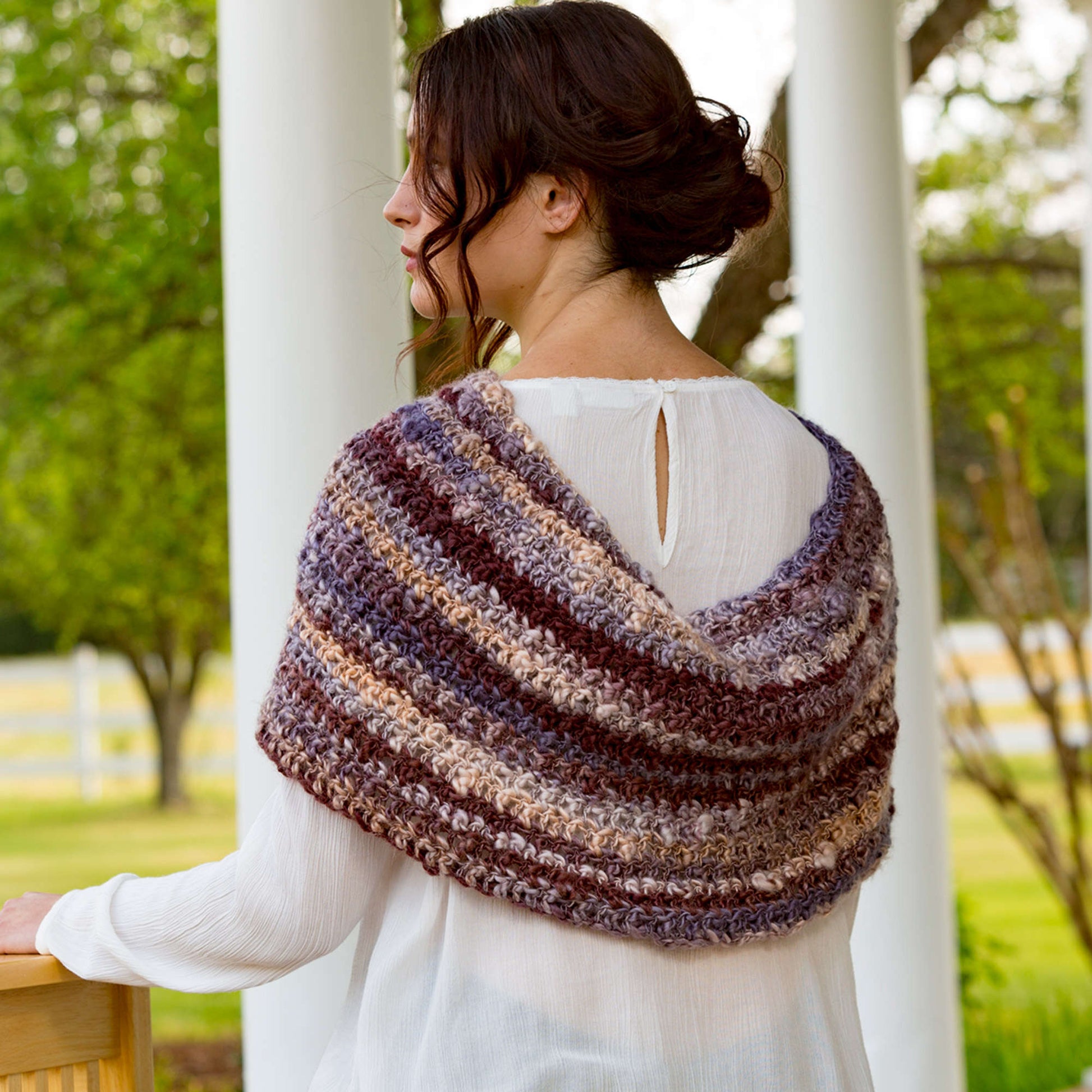 Free Red Heart Spiced Up Shoulder Cozy Pattern