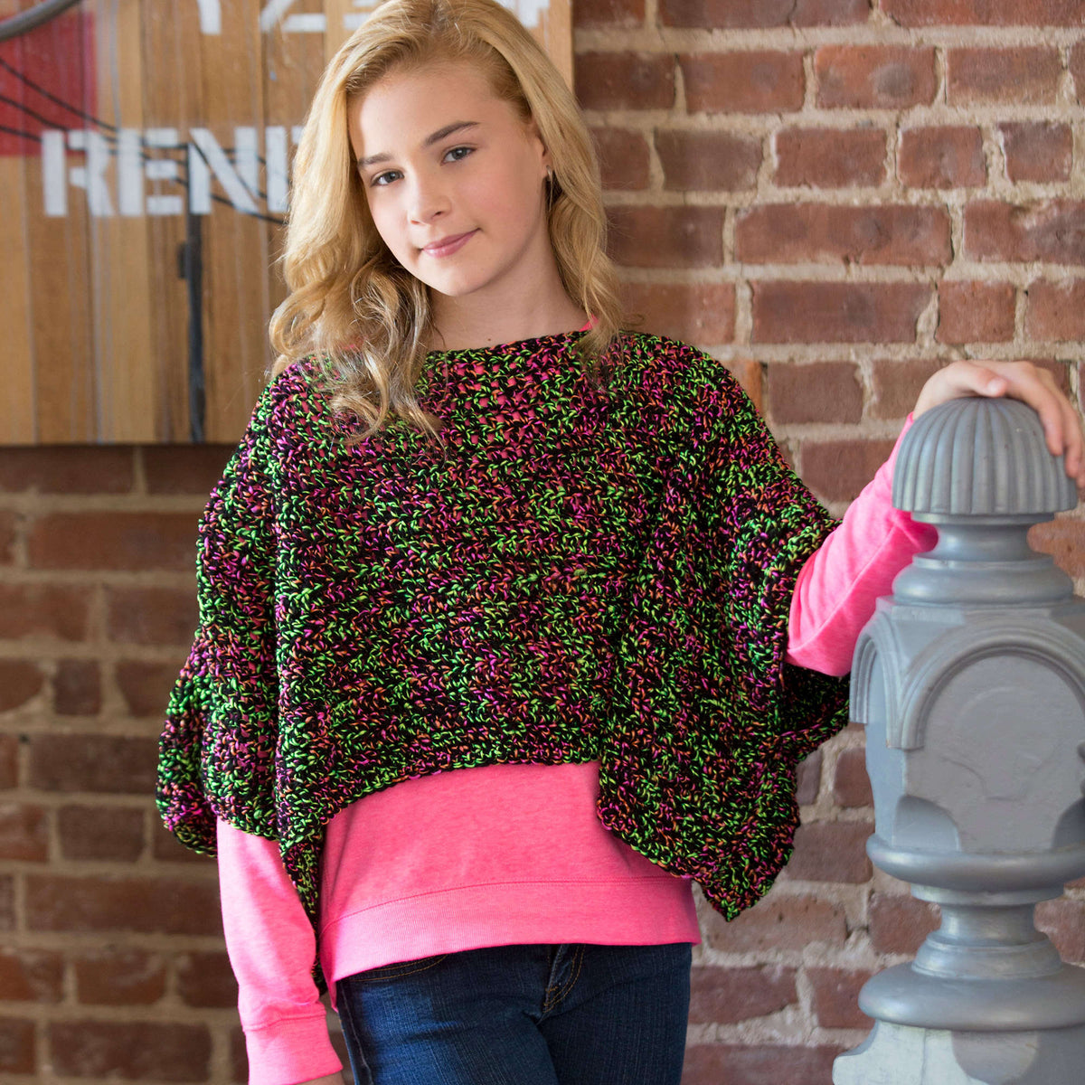 Crochet Poncho made in Red Heart Tweed Twist Yarn