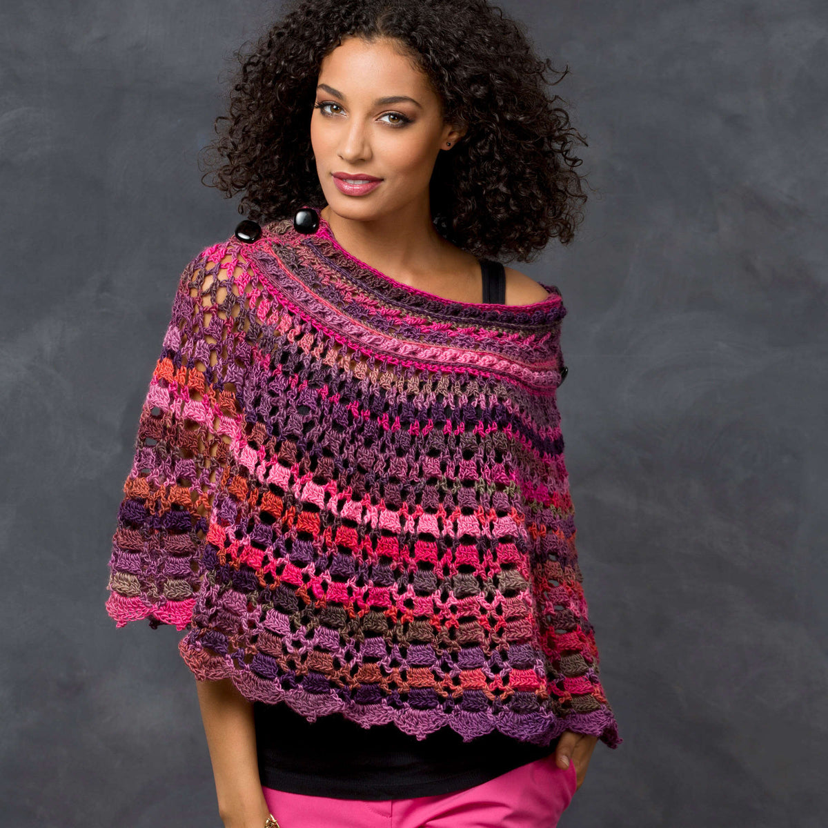 Crochet Poncho made in Red Heart Boutique Yarn