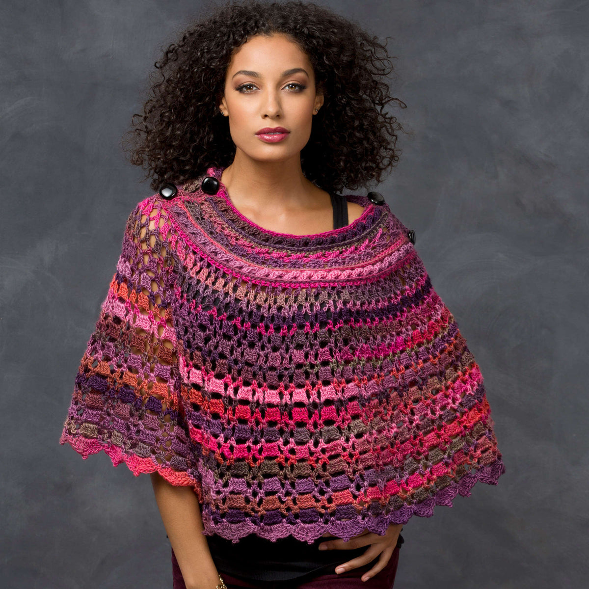 Crochet Poncho made in Red Heart Boutique Yarn