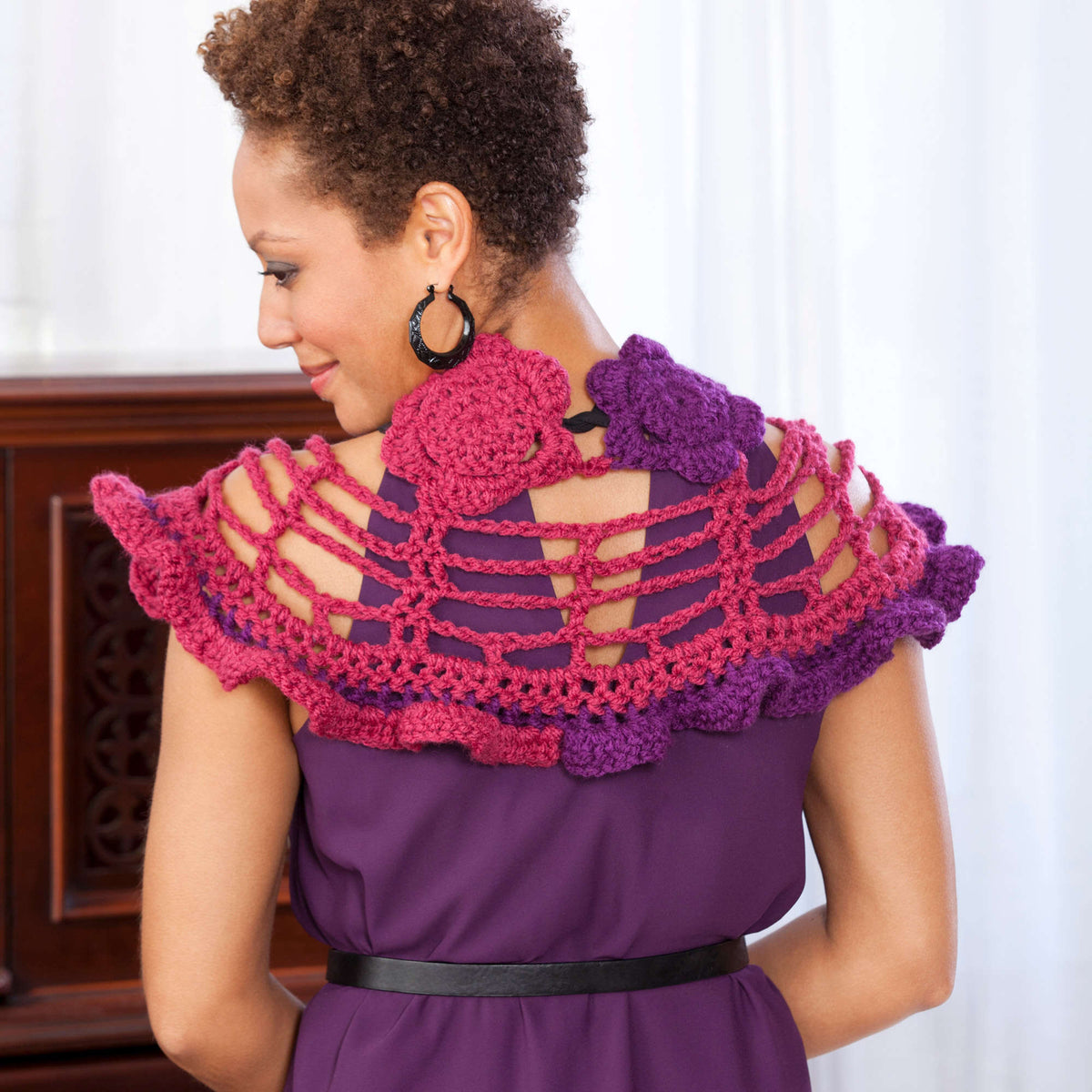 Crochet Capelet made in Red Heart Super Saver Yarn
