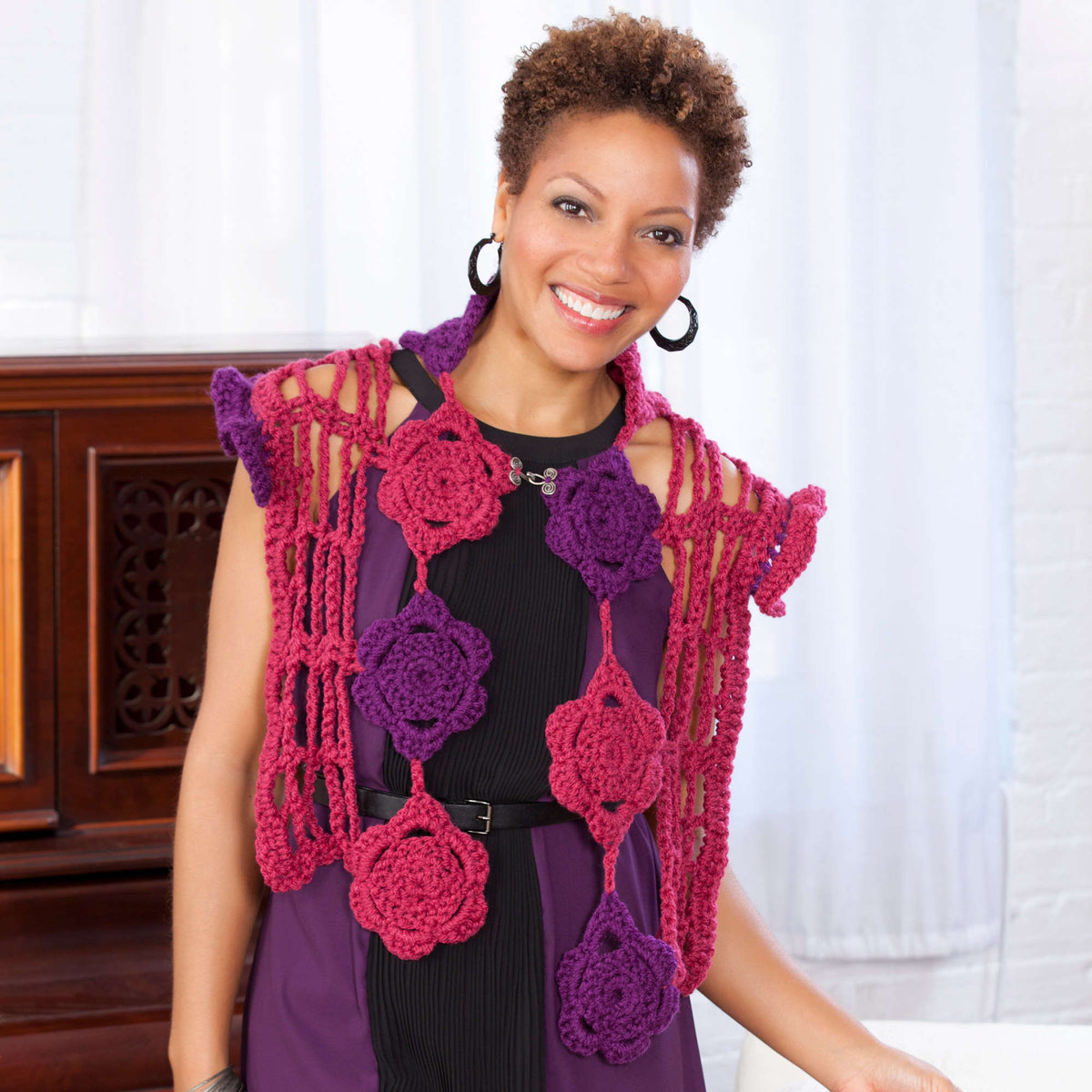 Crochet Capelet made in Red Heart Super Saver Yarn