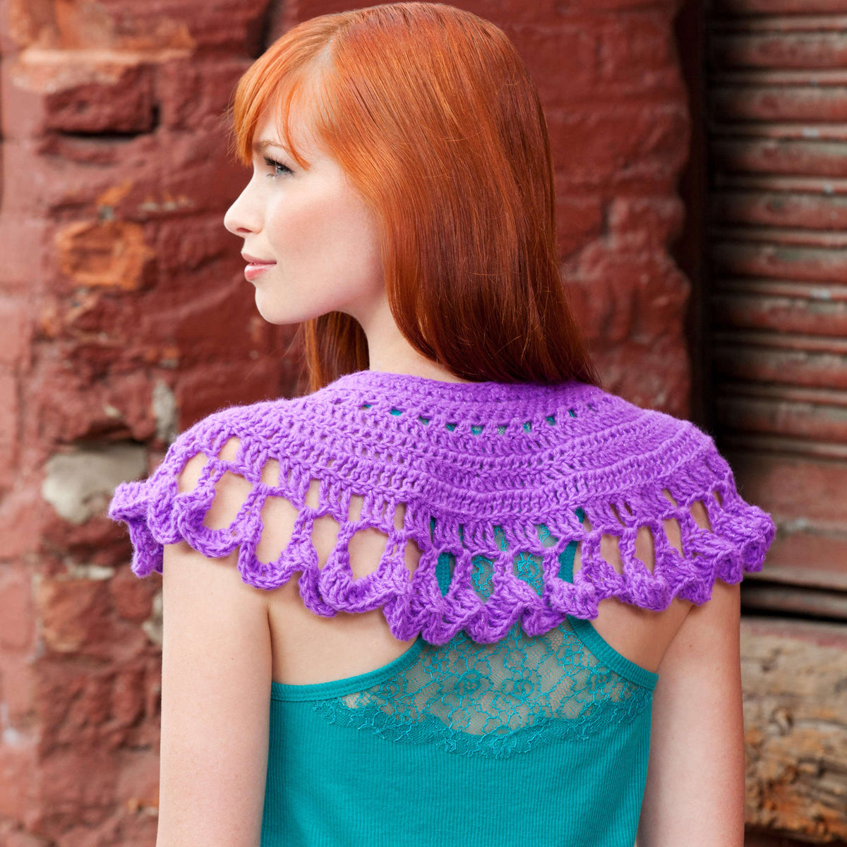 Crochet Capelet made in Red Heart Shimmer Yarn