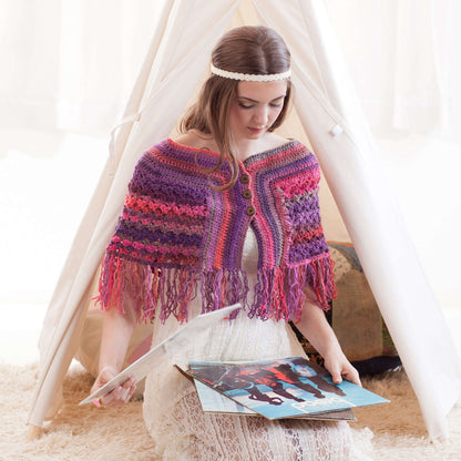 Red Heart Crochet Catskills Cape Crochet Cape made in Red Heart Boutique Yarn