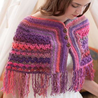 Red Heart Crochet Catskills Cape Crochet Cape made in Red Heart Boutique Yarn