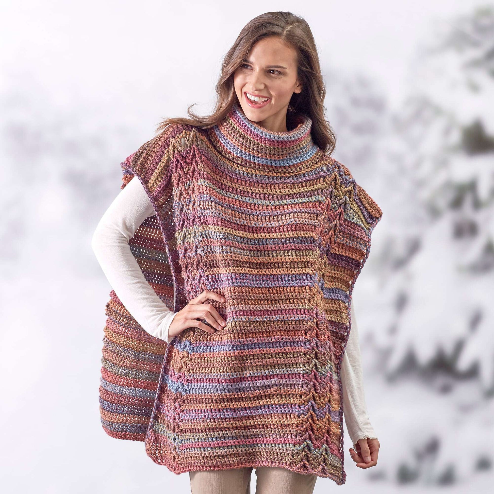 Free Red Heart Cabled Crochet Poncho Pattern