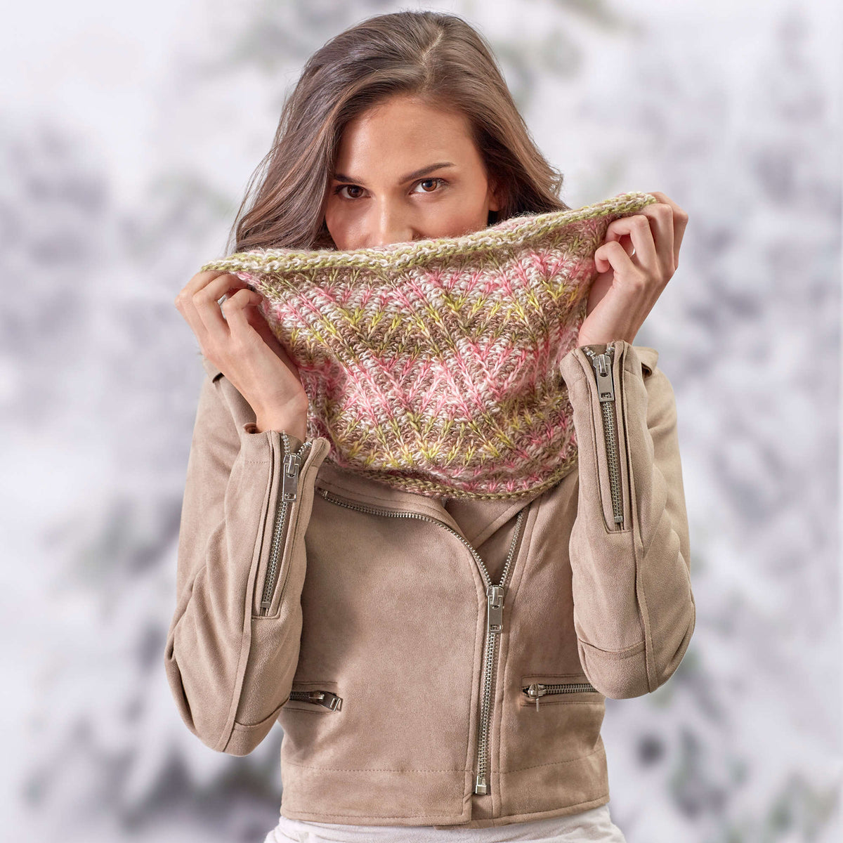 Crochet Cowl made in Red Heart Boutique Yarn