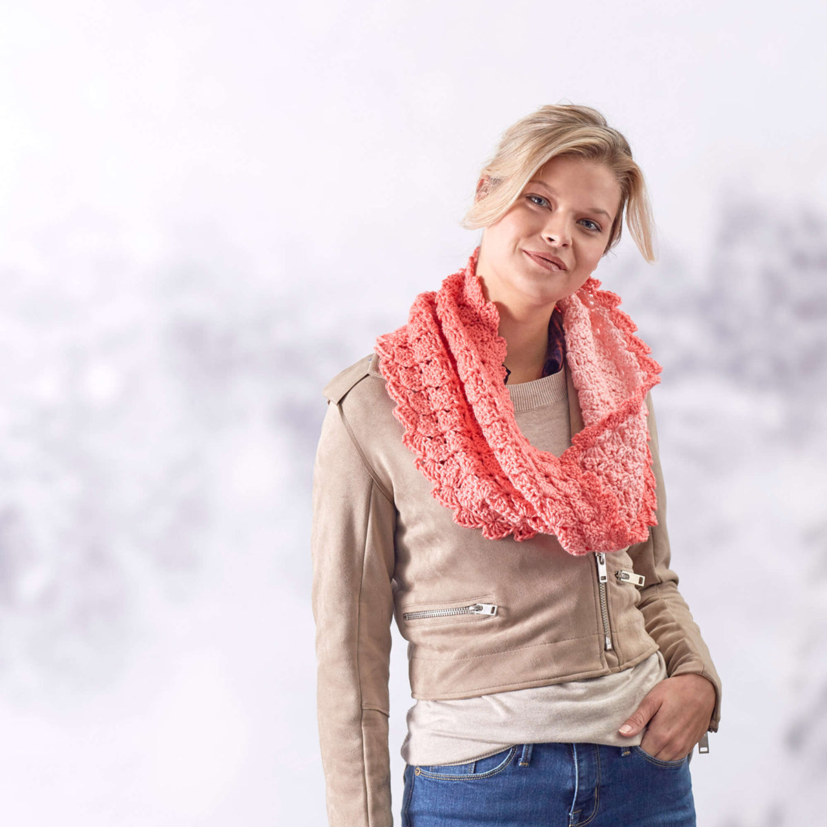 Crochet Cowl made in Red Heart Super Saver Ombre Yarn