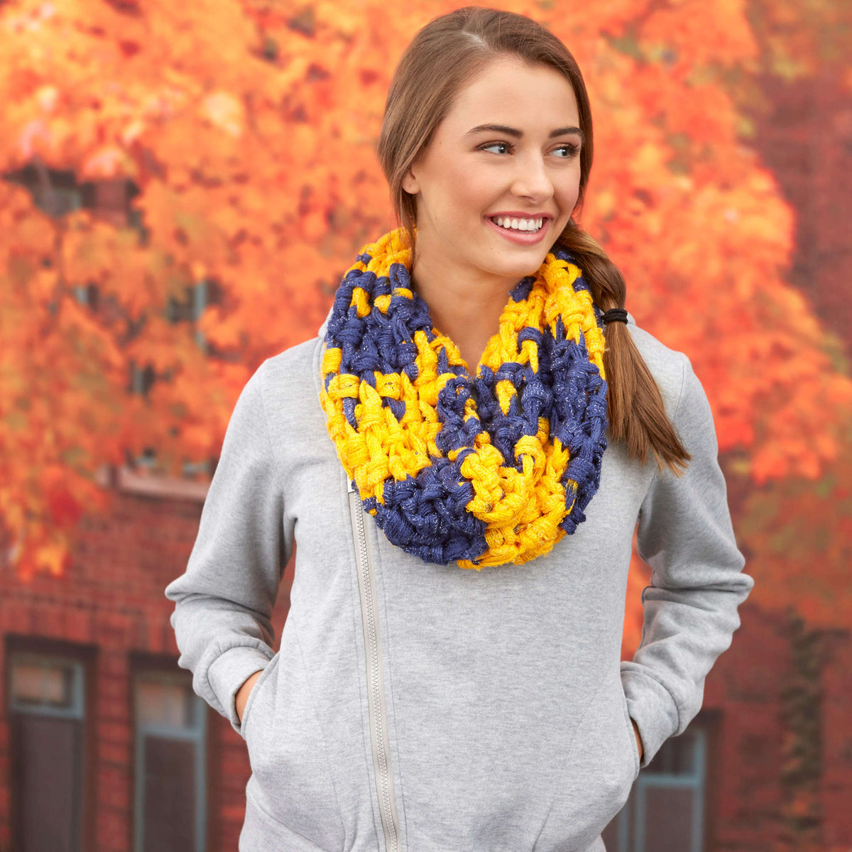 Crochet Cowl made in Red Heart Boutique Yarn