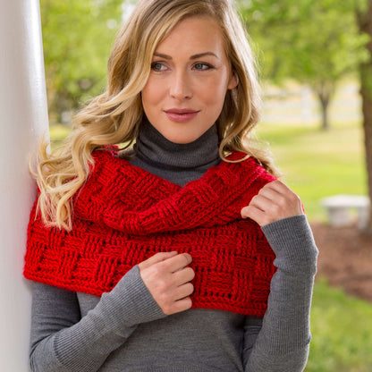 Red Heart Checkered Crochet Cowl Crochet Cowl made in Red Heart Soft Yarn