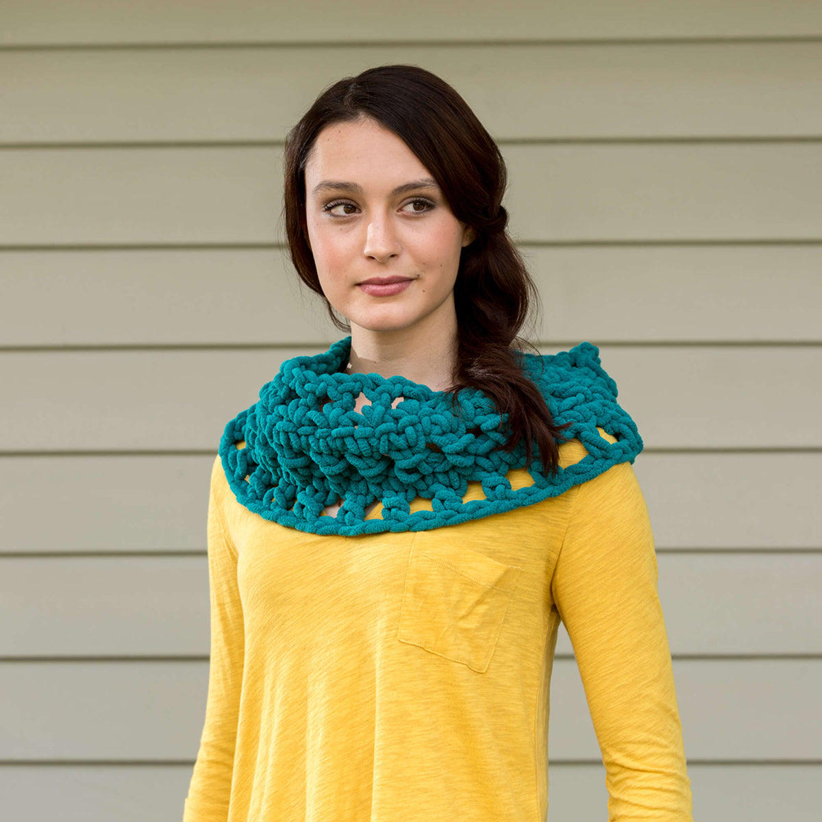 Crochet Cowl made in Red Heart Sweet Yarn